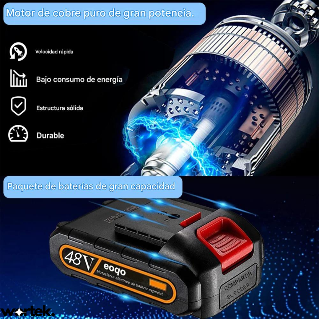 Motosierra de Mano Eléctrica | 2 Baterías 48V + Maletin GRATIS