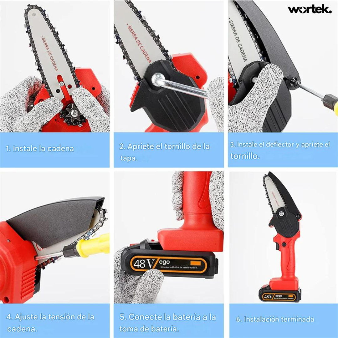 Motosierra de Mano Eléctrica | 2 Baterías 48V + Maletin GRATIS