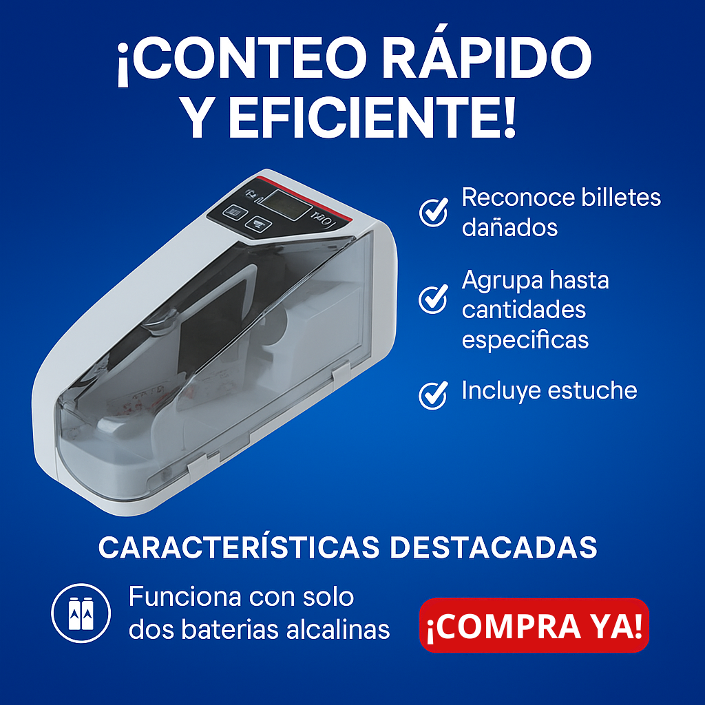 Cuenta Billetes Portátil Pro – Ahorra horas, elimina errores y domina tu caja