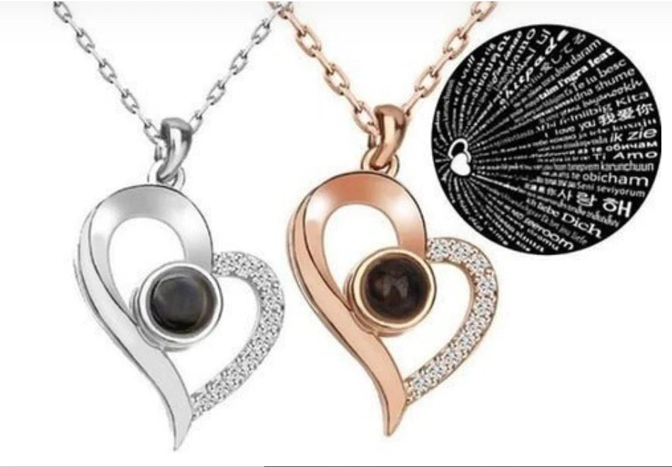 Collar Te Amo 100 Idiomas + Caja Lujo