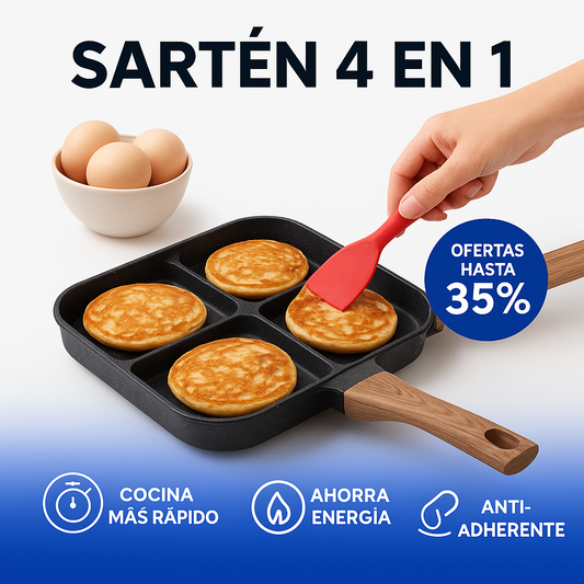 Sartén 4 en 1 Antiadherente – Cocina fácil, rápida y sin mezclar sabores