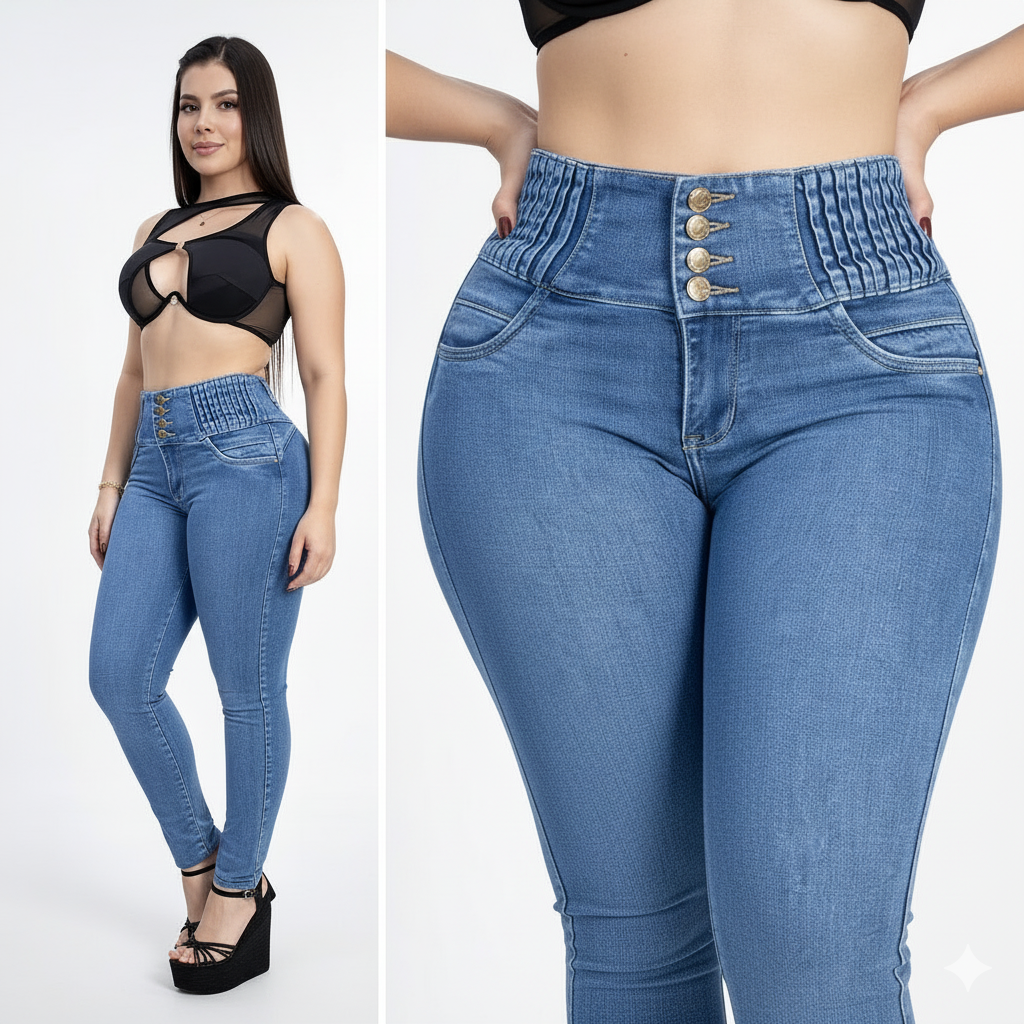 Jeans con Cintura Elástica — Estilo y Confort que Abraza tus Curvas