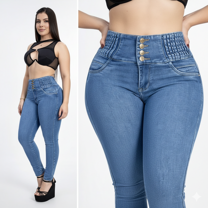 Jeans con Cintura Elástica — Estilo y Confort que Abraza tus Curvas
