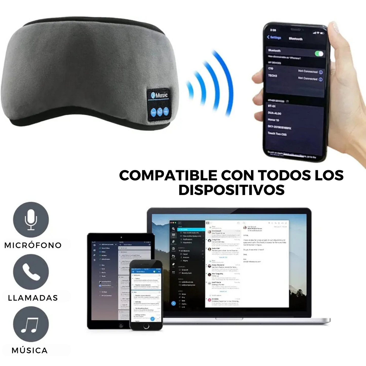 Relax Band ™: Antifaz Bluetooth para dormir